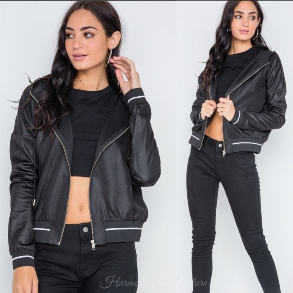 Unio Black Hooded Jacket, NWT, Size Small
